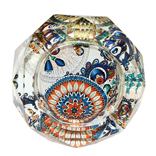 Winterworm - Cenicero de cristal en forma de octágono de 10 cm, cristal, Mandala.