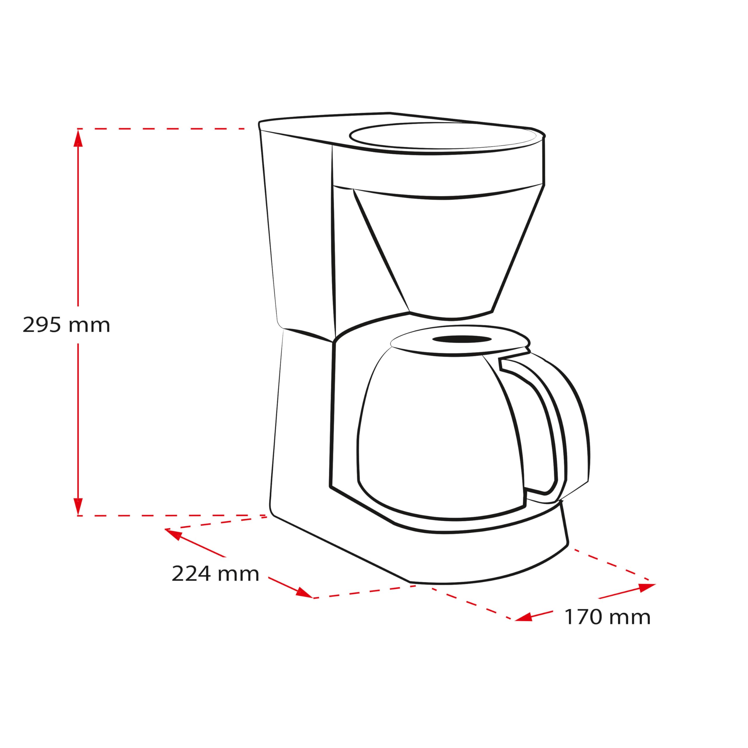 Melitta Easy Top 1023-04, Filterkaffeemaschine mit Glaskanne, Kompaktes Edelstahl Design, Schwarz, Kunststoff