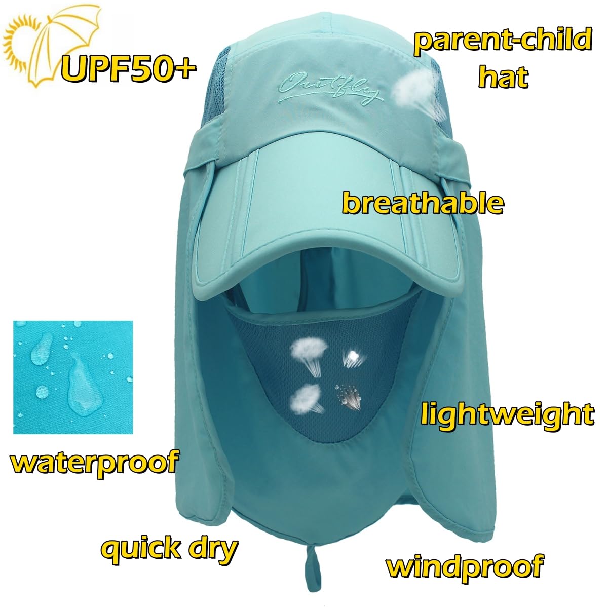Sombrero de pesca con protección solar para hombre, mujer, niños, safari, de secado rápido, Cielo Naturaleza 2