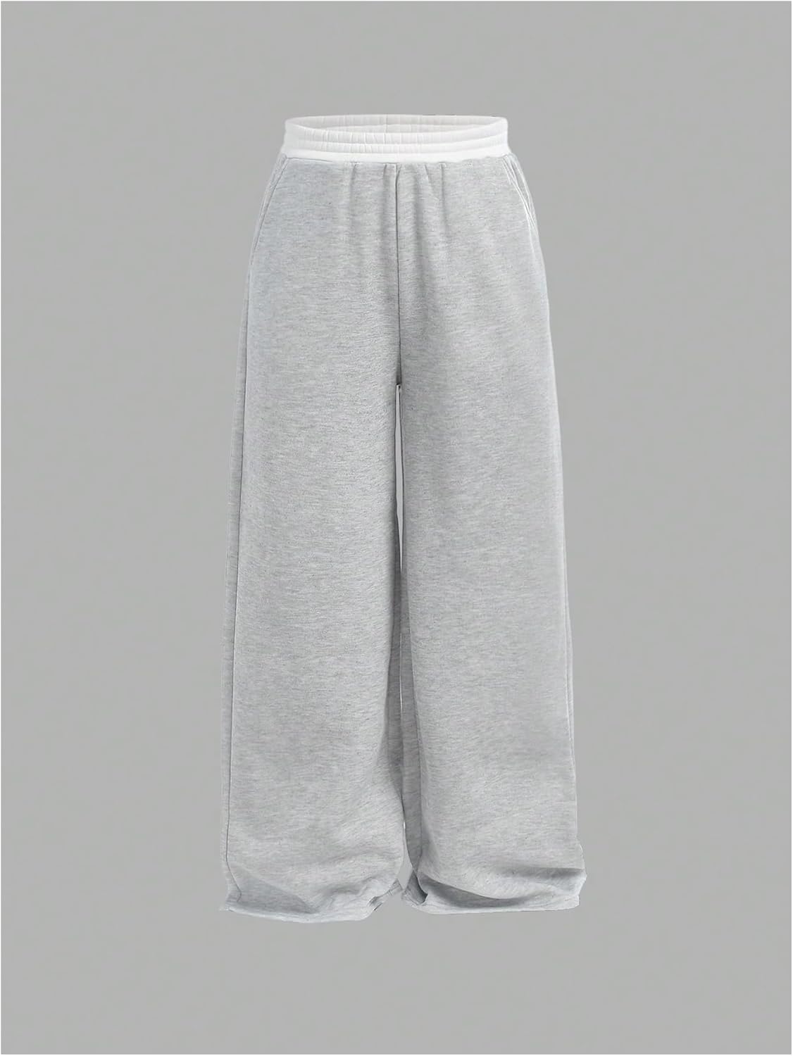 Girl's Wide Leg Sweatpants Elastic Waist Color Block Baggy Sweatpants Joggers Track Pants 2 Pack - Image 5