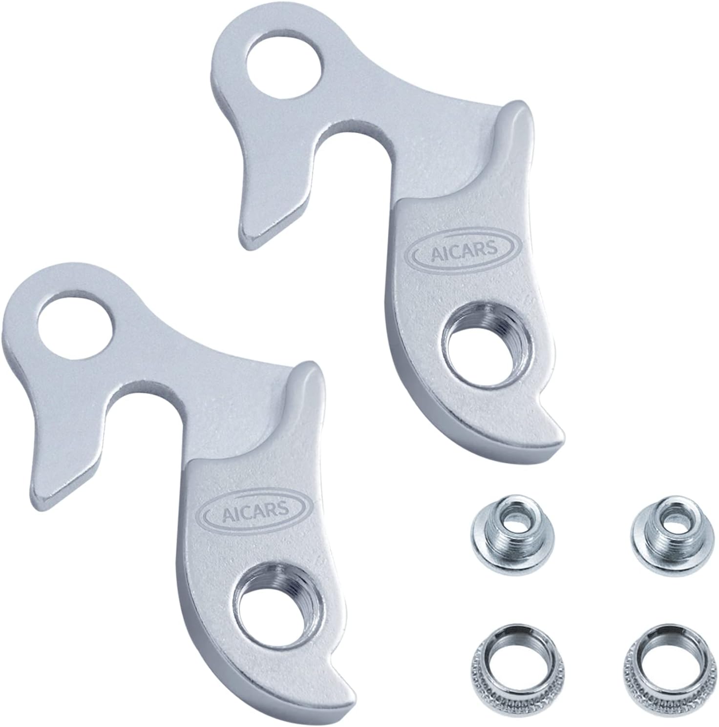 2 Pcs Universal Bicycle Bike Derailleur Hanger Frame Gear Tail Hook, Silver Tone