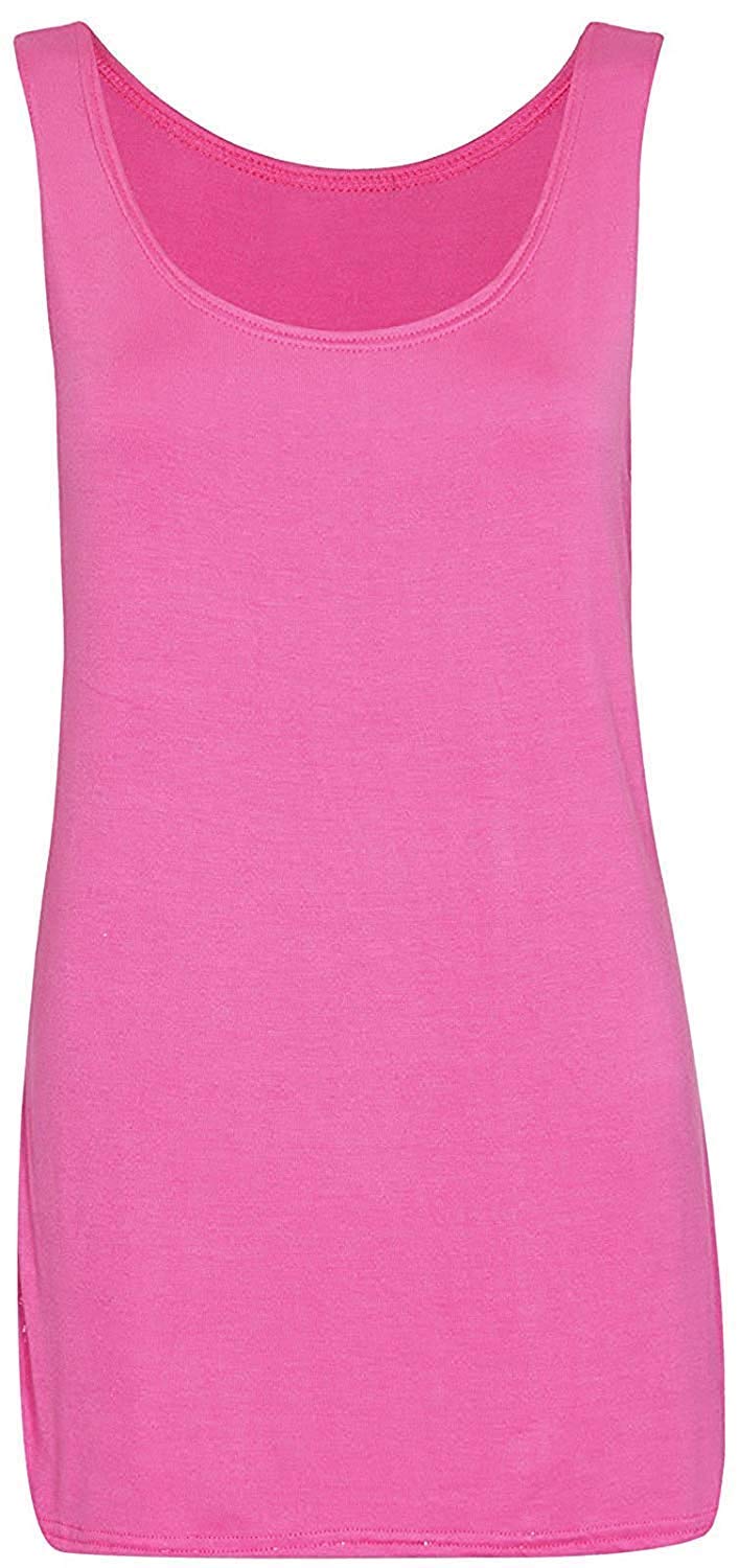 Purple Hanger Women's Cerise Scoop Neck Sleeveless Long Soft Stretch Plain Vest Casual Strappy T-Shirt Top Size 22 - 24 (Xxxl)