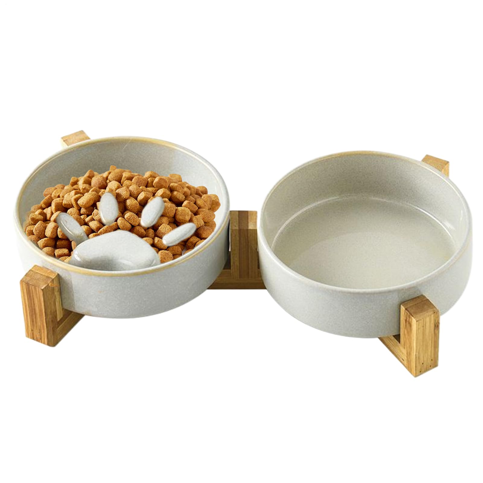 Futternapf für Hunde, Schüssel-Set aus Keramik, Futter und Wasser mit niedlichem Fußabdruck, für Haus, Garten, Camping im Freien