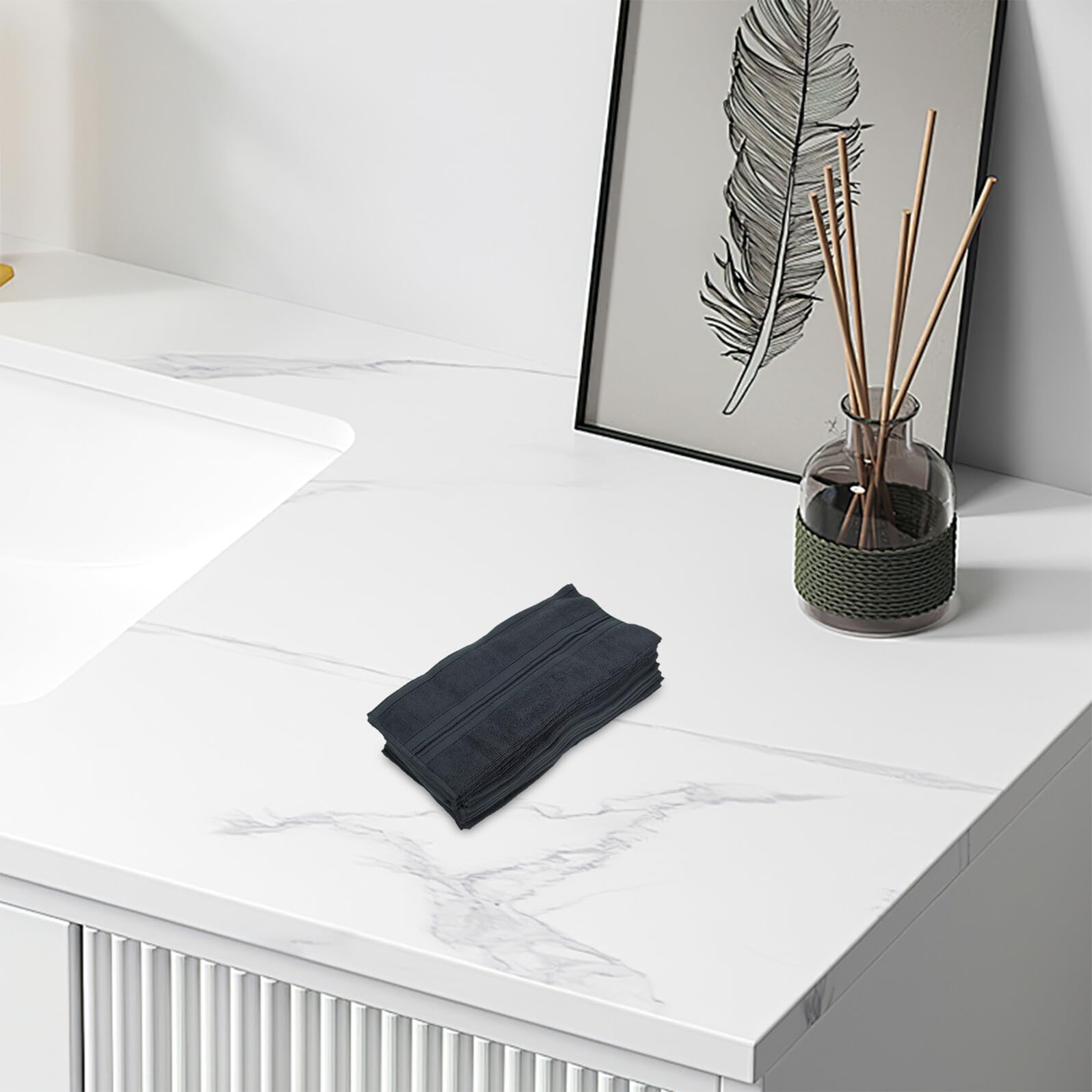 12 Piezas Toallas de Algodón Ultra Suaves para Cara y Manos Absorbentes y Duraderas para Baño SPA Cocina y Gimnasio Color Gris Oscuro