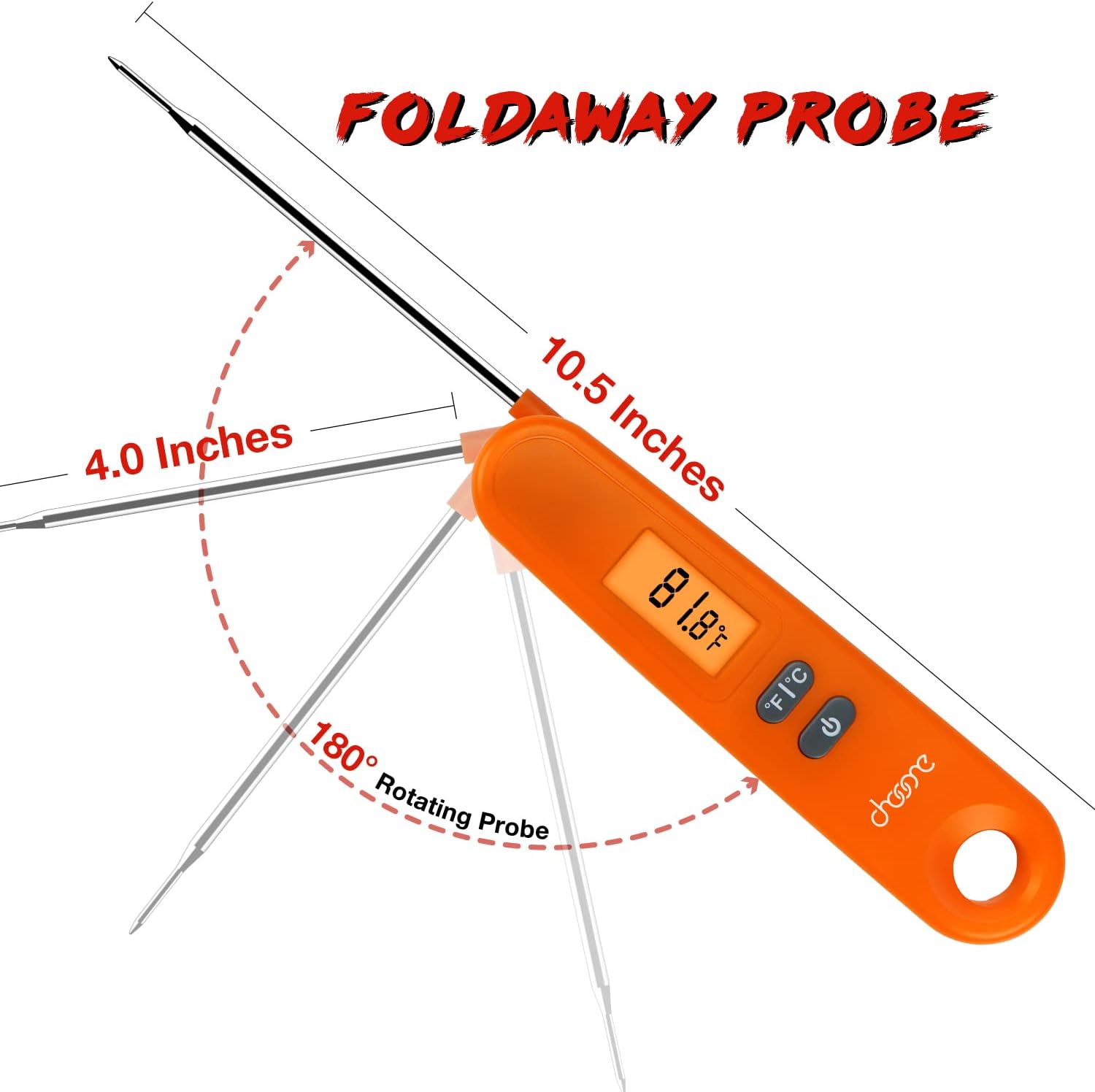 review Chooone Kitchen Digital Meat Thermometer for Cooking, Instant Read Meat Thermometer with Backlight, Magne, Calibration, and Foldable Probe for Deep Fry, BBQ, Grill, and Milk-Orange