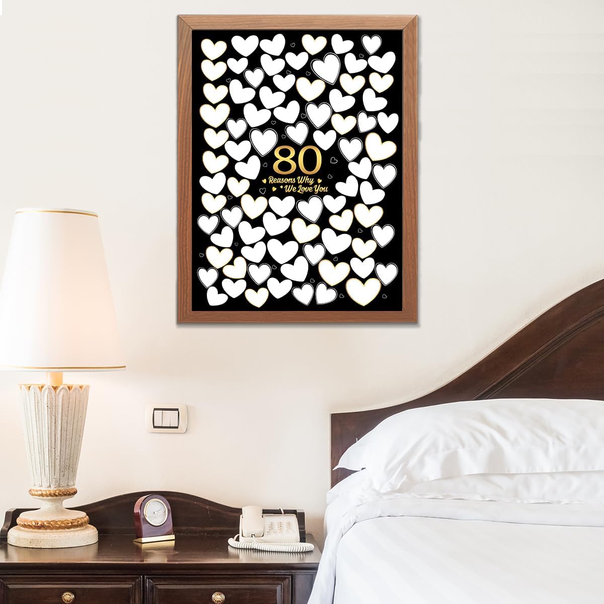 80 Reason Why We Love You,80th Birthday Wall Decor,Birthday Gifts for Women Men,Guest Canvas 80th Anniversary or Birthday Party Favors Decoration-24x18 In