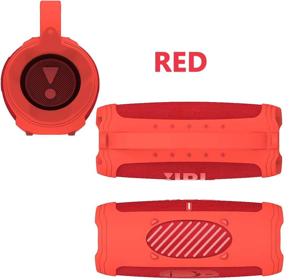 JCHPINE Silicone Cover Case for JBL Charge 5 Portable Bluetooth Speaker, Red Case (Not for Wi-Fi Version)
