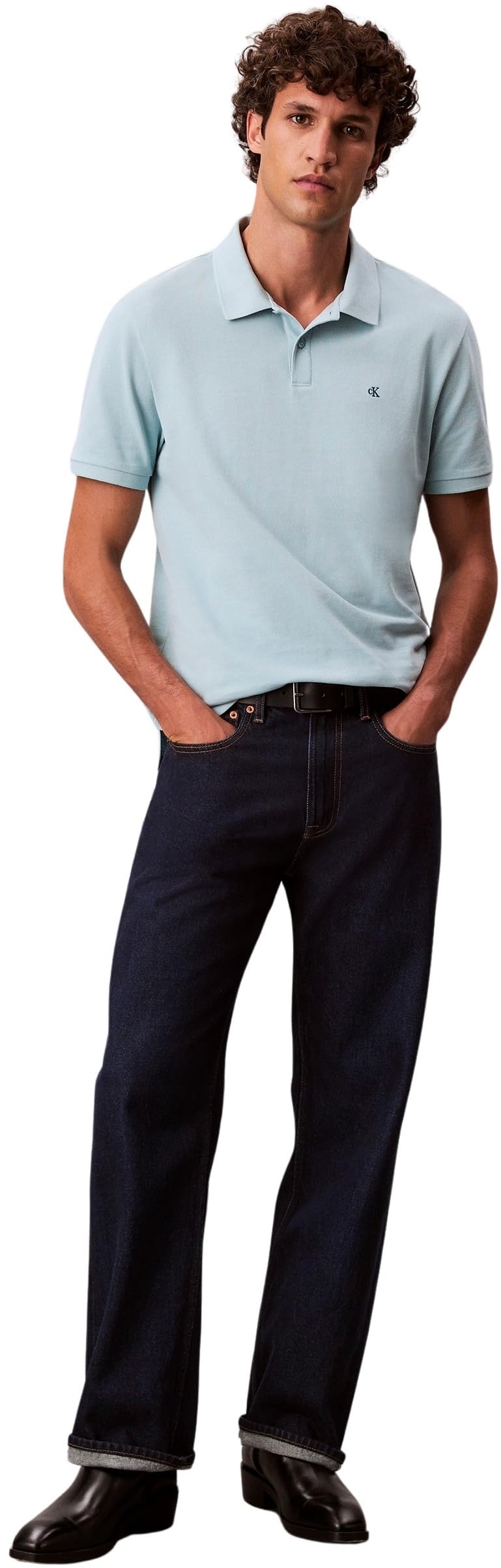 Calvin Klein Uomo Maglietta Polo Maniche Corte Monogram Pique in Cotone