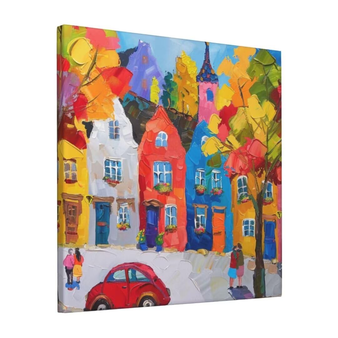 街の風景 アクリル画（フレーム付き）