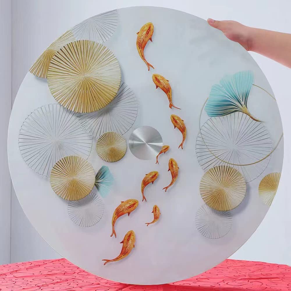 Plateau tournant en verre trempé 50cm avec motif poissons rouges pour table