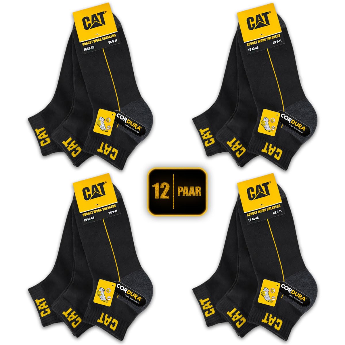 CAT Caterpillar ROBUST WORK SNEAKERS - Calzini da lavoro, in cordura rinforzati, suola in spugna ammortizzante, 39-46