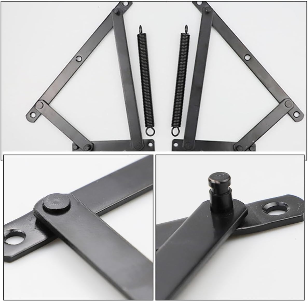 Spring Loaded Sofa Bed Hinge and Folding Storage Box Lift-up Corner Cabinet Hinge with Triangular Support, Sturdy Metal Folding Furniture Hardware for Sofa Bed and Storage Chest