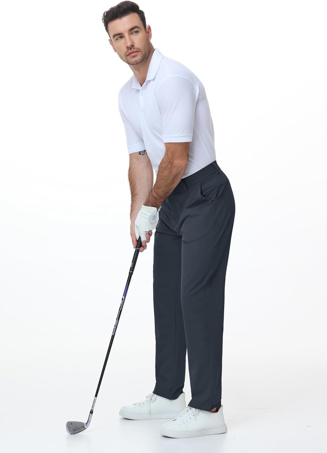 Men's Golf Pants 30"/32"/34" Comfy Work Dress Pants Lightweight Quick Dry Casual Slack with Pockets