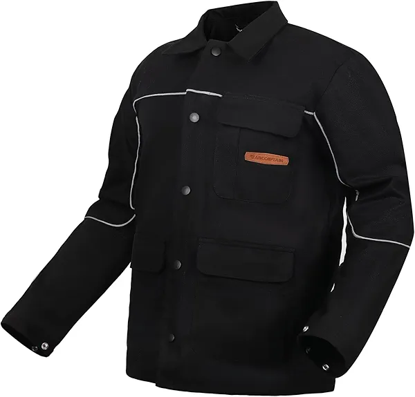ARCCAPTAIN Welding Jacket, 11oz Flame Resistant (FR) Cotton Welding Jackets for Men and Women With 4 Multi-purpose Pockets