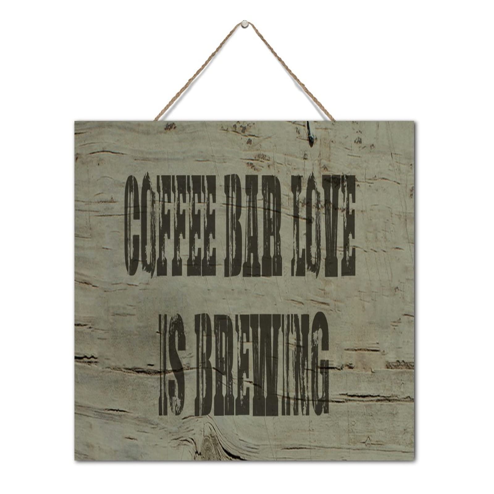 Décoration murale moderne en bois 30x30 cm Coffee Bar cadre de café chic