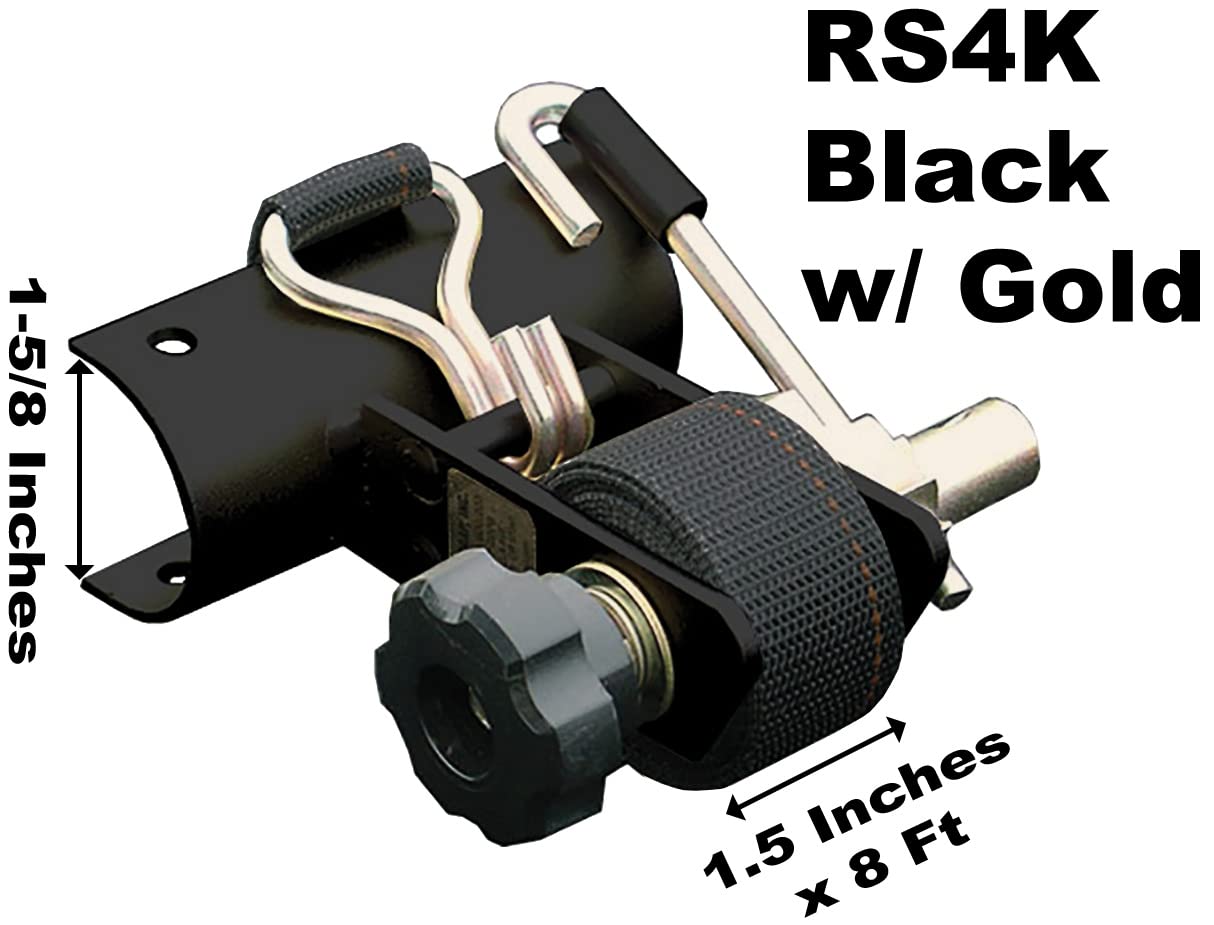 Rack-Strap, 2 Pack, RS4K,1-5/8 Inch O.D.Round Mounting Bracket, Hardware Included, Zinc-Yellow Hardware, Double J Wire Hook On The End, Strap Length 8