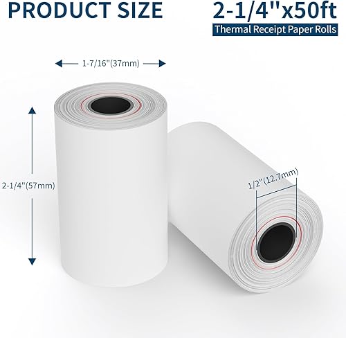 Miniatura 2 de Papel térmico para recibos, papel de recibo de 2 14 "x 50' para caja registradora POS (50 rollos)