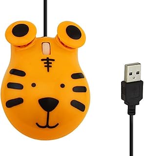 Cute Animal Tiger Shape USB Wired Corded Mouse Optical Mice for Notebook PC Laptop Computer 1600DPI 3 Buttons with 3.2 Feet Cord for Computer Laptop School Kids Children Gift(Orange)