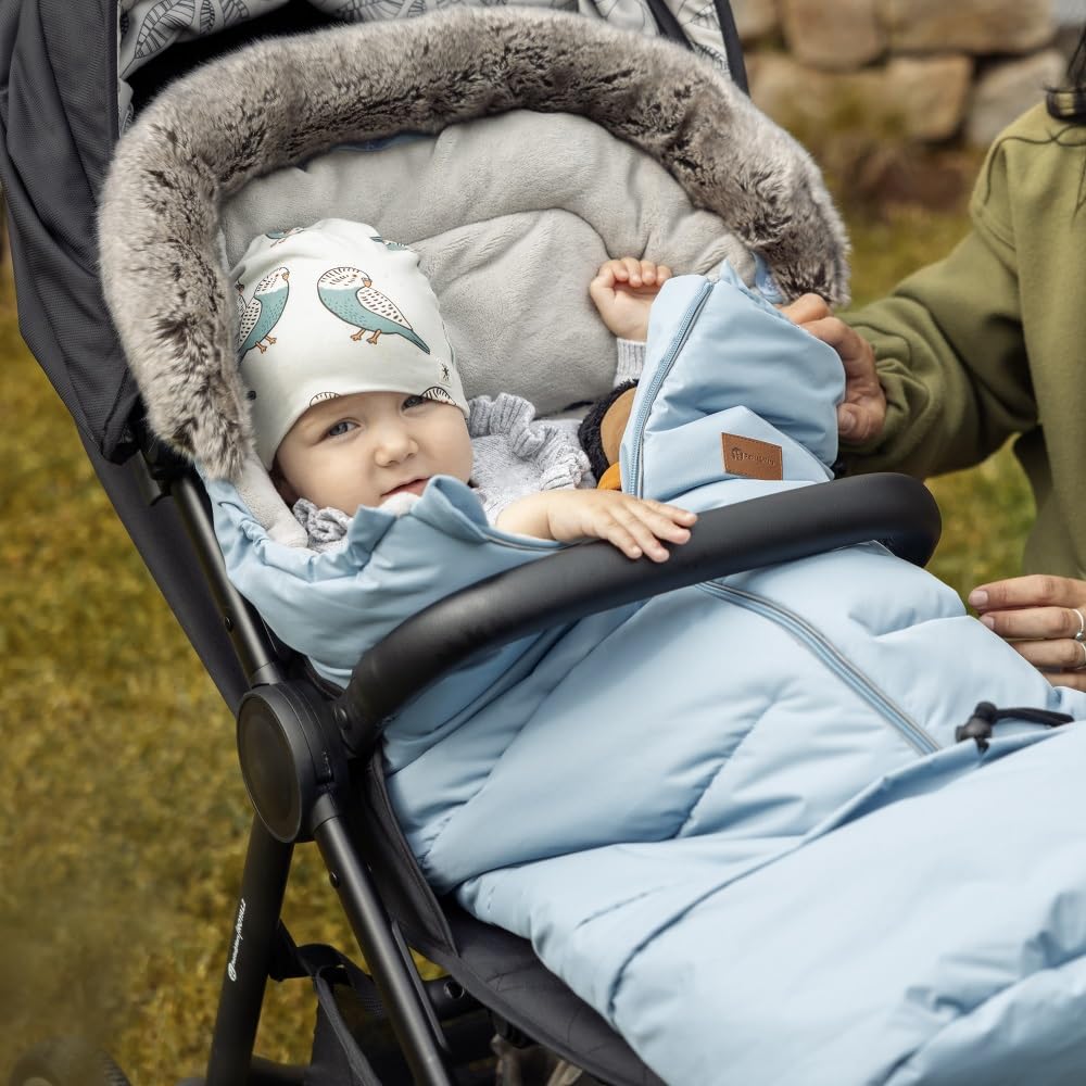 Petite&Mars Sacco nanna per passeggino Fusak 4v1 Arctic * Sacco nanna invernale per passeggino, passeggino e seggiolino auto * Warrm * Impermeabile * Antivento, Set doccia champagne, 78/110x48cm,