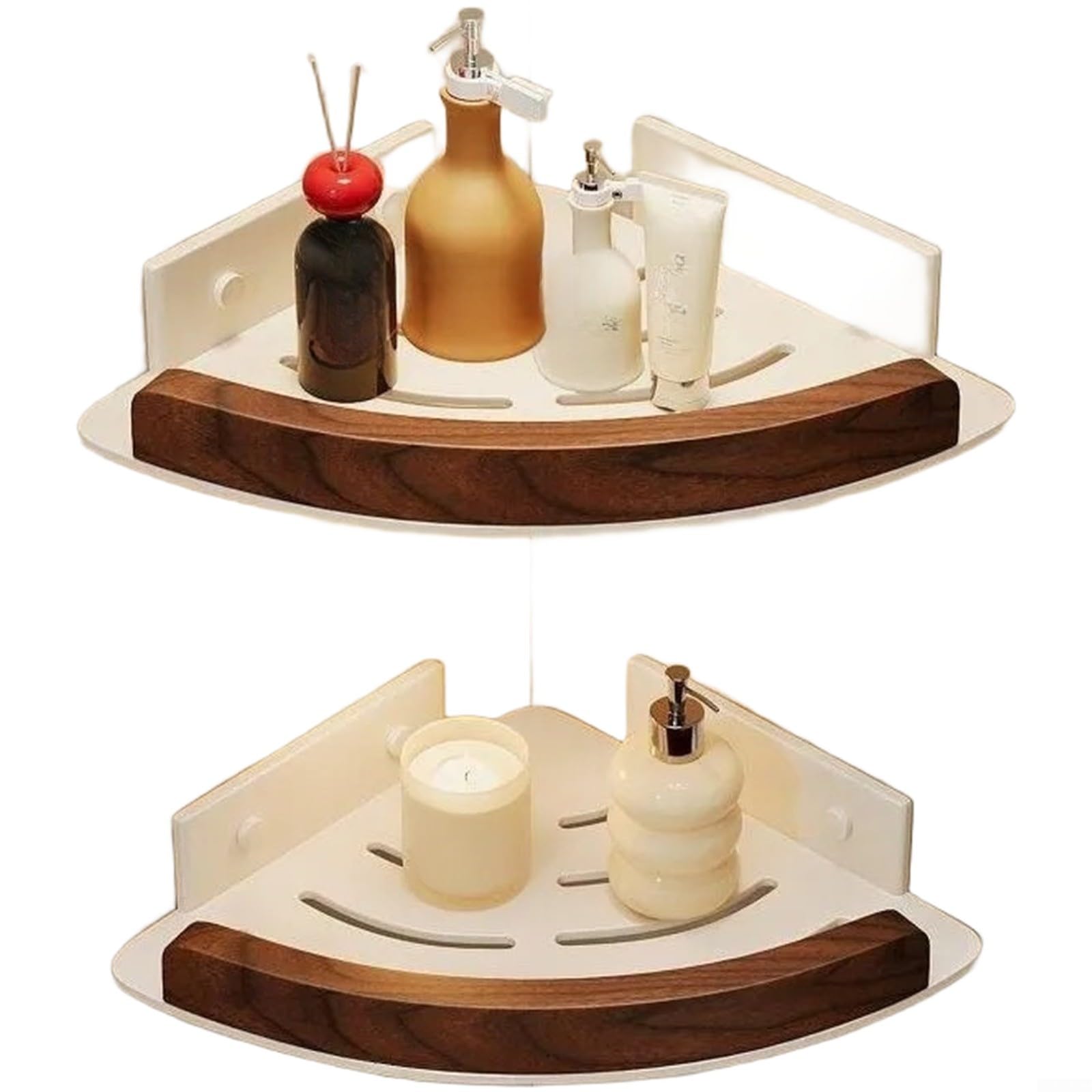 Étagère d'angle murale en bois gain de place pour douche et cuisine humide