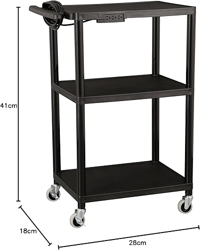 Vista 13 de Norwood Commercial Furniture - Carrito AV móvil de 2 niveles con ruedas, presentación rodante y carrito multimedia sobre ruedas, color negro