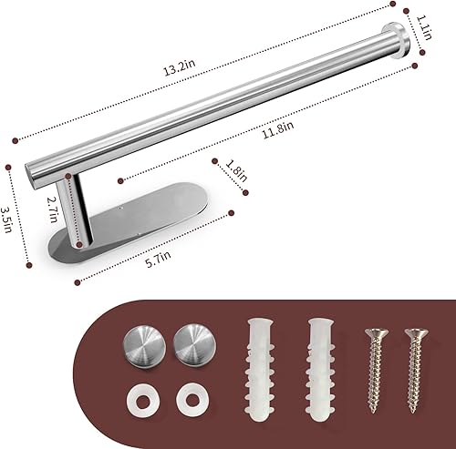 Miniatura 5 de DEKAVA - Soporte para toallas de papel para usar en la pared o debajo del gabinete en la cocina con adhesivo de acero inoxidable SUS304 de 13