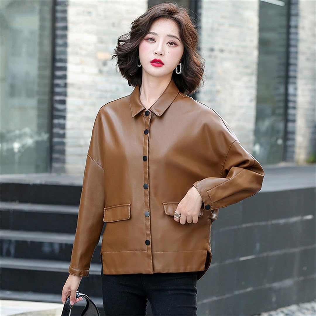 Cappotto In Pelle Casual Da Donna Giacche Solide Da Strada Per Abbigliamento In Ecopelle Primaverile E Autunnale