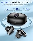 Fones de Ouvido Bluetooth Sem Fio 60 Horas de Reprodução Fones de Ouvido Esportivos IPX5 À Prova D'Água Fones de Ouvido de Graves Profundos para iOS Android, Preto — imagem 4