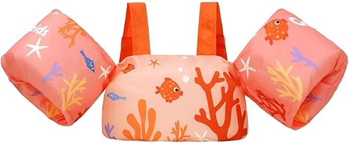 Gogokids - Chaleco salvavidas con flotadores para brazos y tirantes para niños y niñas de 2 a 6 años de 30 a 50 libras, para alberca o playa