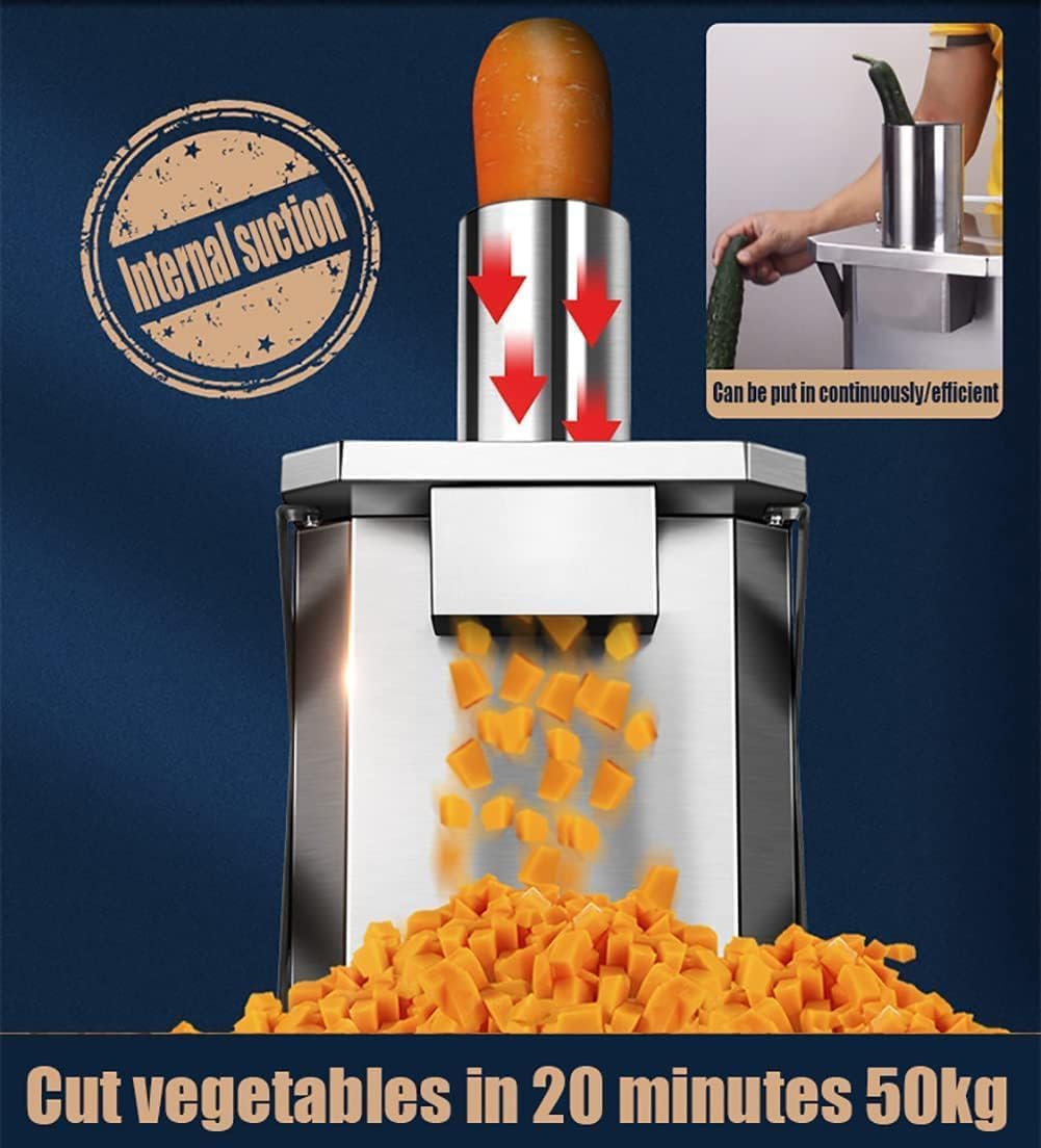 Dicador eléctrico de alimentos, picador automático de verduras de 200 W con 5 cuchillas, cortador multifuncional de patatas y cebollas para uso doméstico y comercial