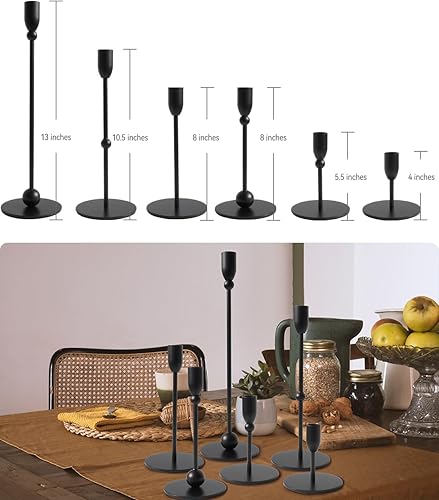 Miniatura 5 de Black Candlestick Holders- 6 Pcs Metal Candle Holders for Table Centerpiece, Stable Modern Candle Holder for Home Decor, Party, Wedding