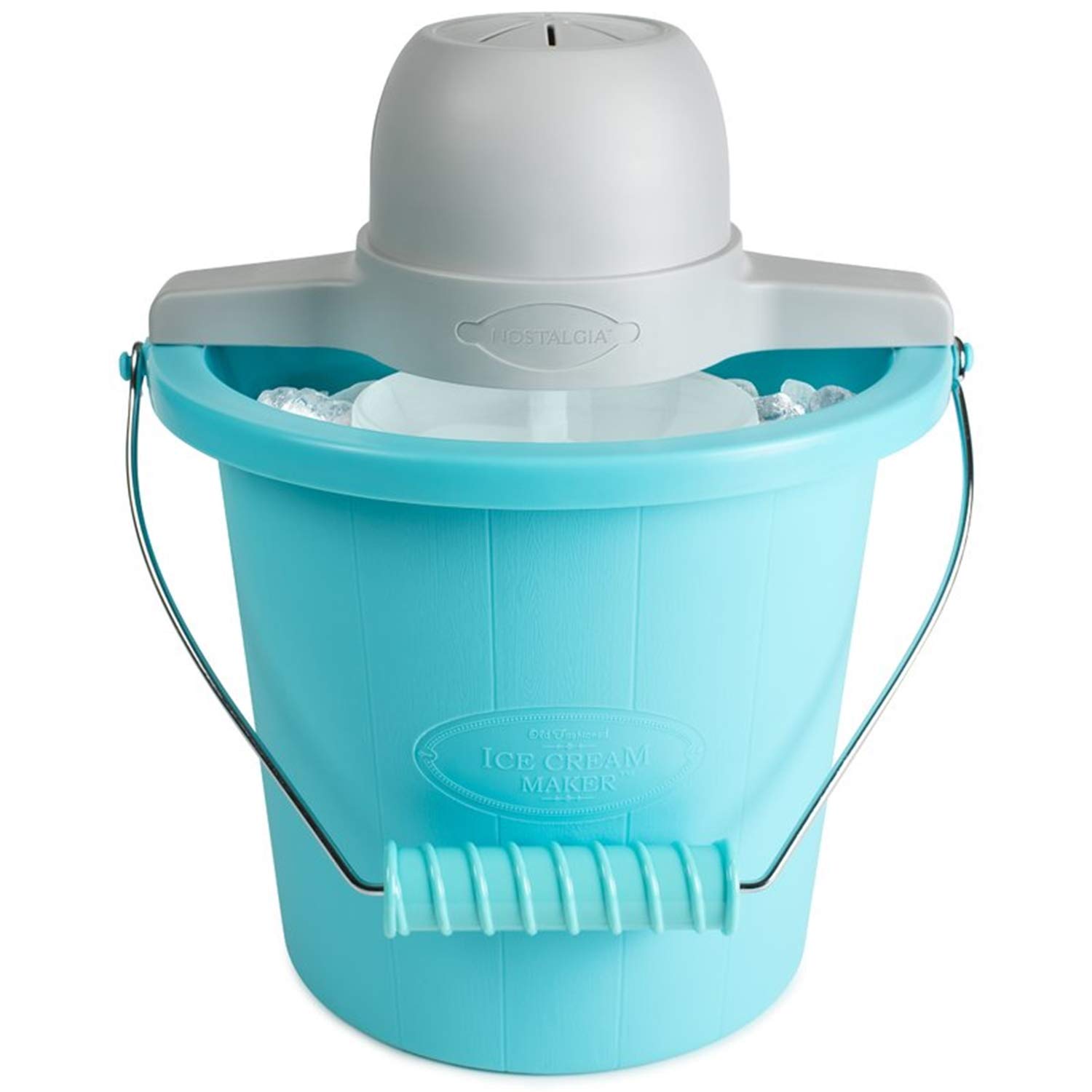 Ice cream,yogurt maker-Nostalgia Electrics 4-Quart Blue Bucket Electric Ice Cream Maker-Ice Cream Machine-Fill The The Electric Motor Do The Churning For You-Ice Cream Maker-Guarenteed!