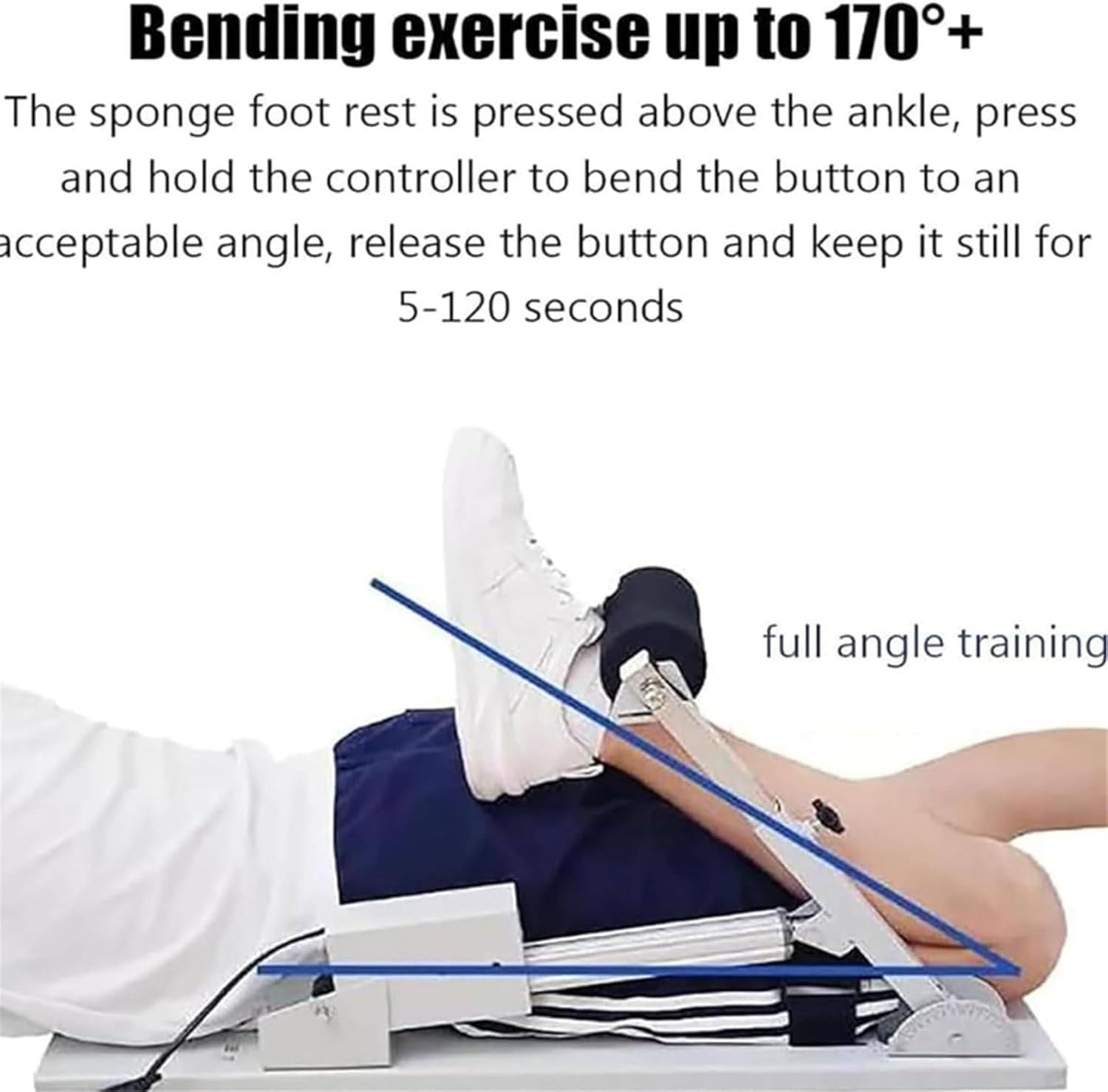 Urządzenie do treningu rehabilitacji kolan, elektryczne z pilotem zdalnego sterowania, regulowany kąt 0°-170° i siła nacisku 200 kg dla skutecznej regeneracji i rehabilitacji