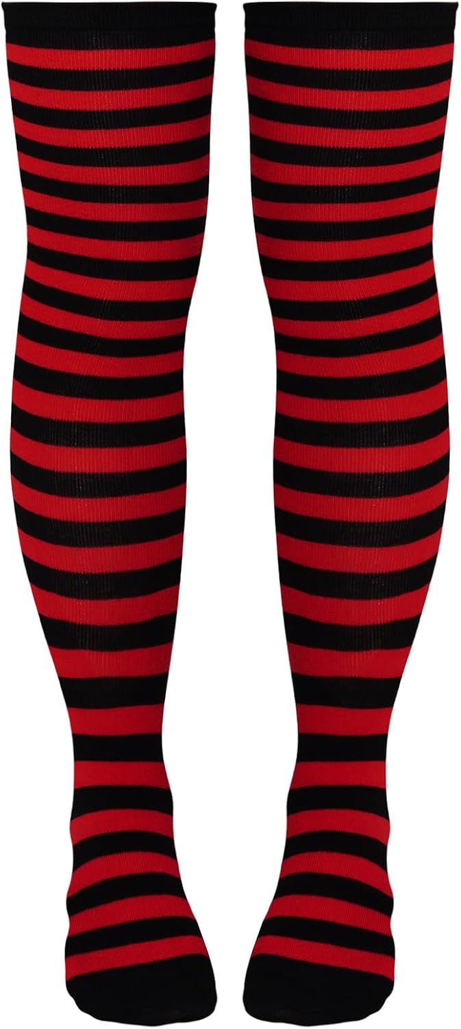 Striped Thigh High Socks, Halloween Witch Stockings Costume Accessories for Women, Over Knee High Socks Leg Warmers
