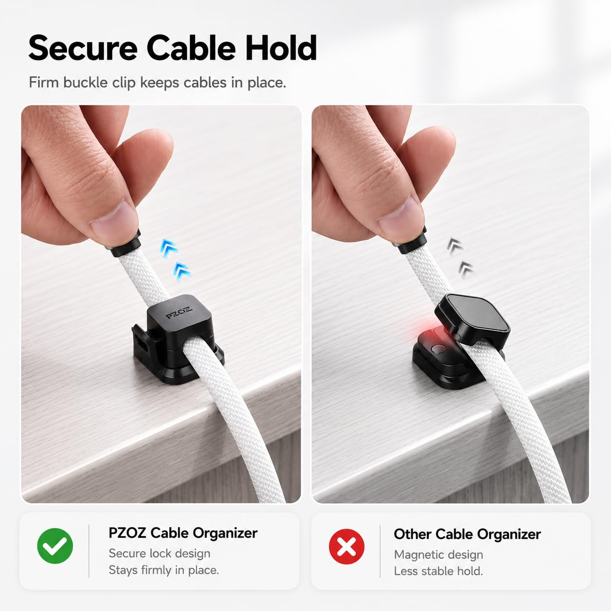 PZOZ Cable Clips 6 Pack, Adhesive Cable Management Clips with Secure Buckle — Amazon image 4