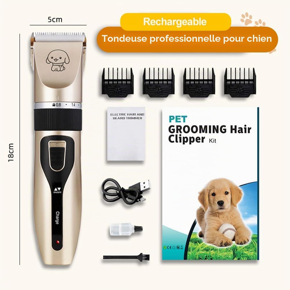 Tondeuse Chien Professionnelle Poil Long Epais Tondeuse Electrique Tondeuse pour Chien et Chats Rechargeable Tondeuse Sans Fil pour Animaux de Compagnie