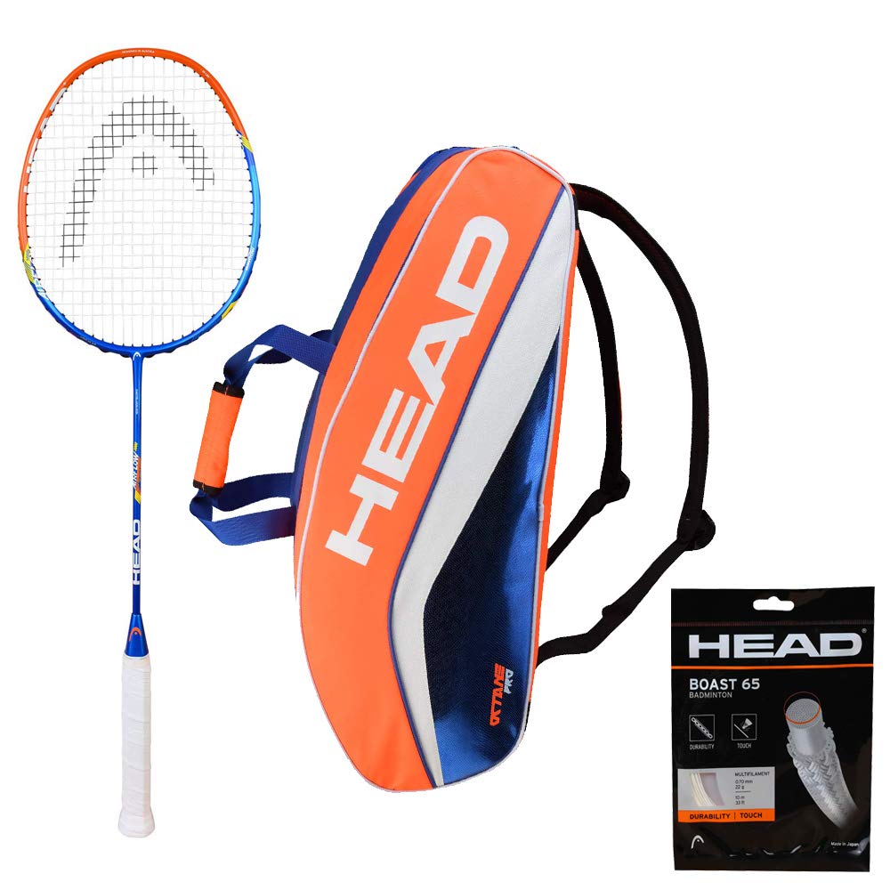 HEAD AIRFLOW 3000 BADMINTON RACKET WITH KITBAG OCTANE PRO AND BOAST 65 BADMINTON STRING YELLOW-image-9