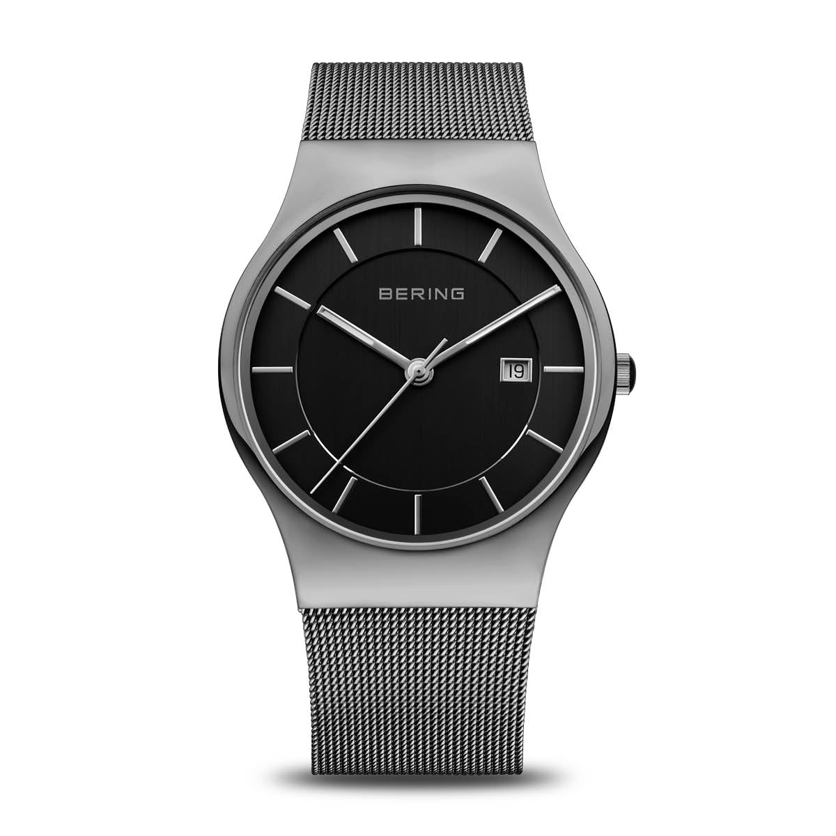 Bering Men's Quartz Watch, 40 mm Stainless-Steel Case and Dial, Milanese Strap, Sapphire Crystal, 3 ATM, 11938