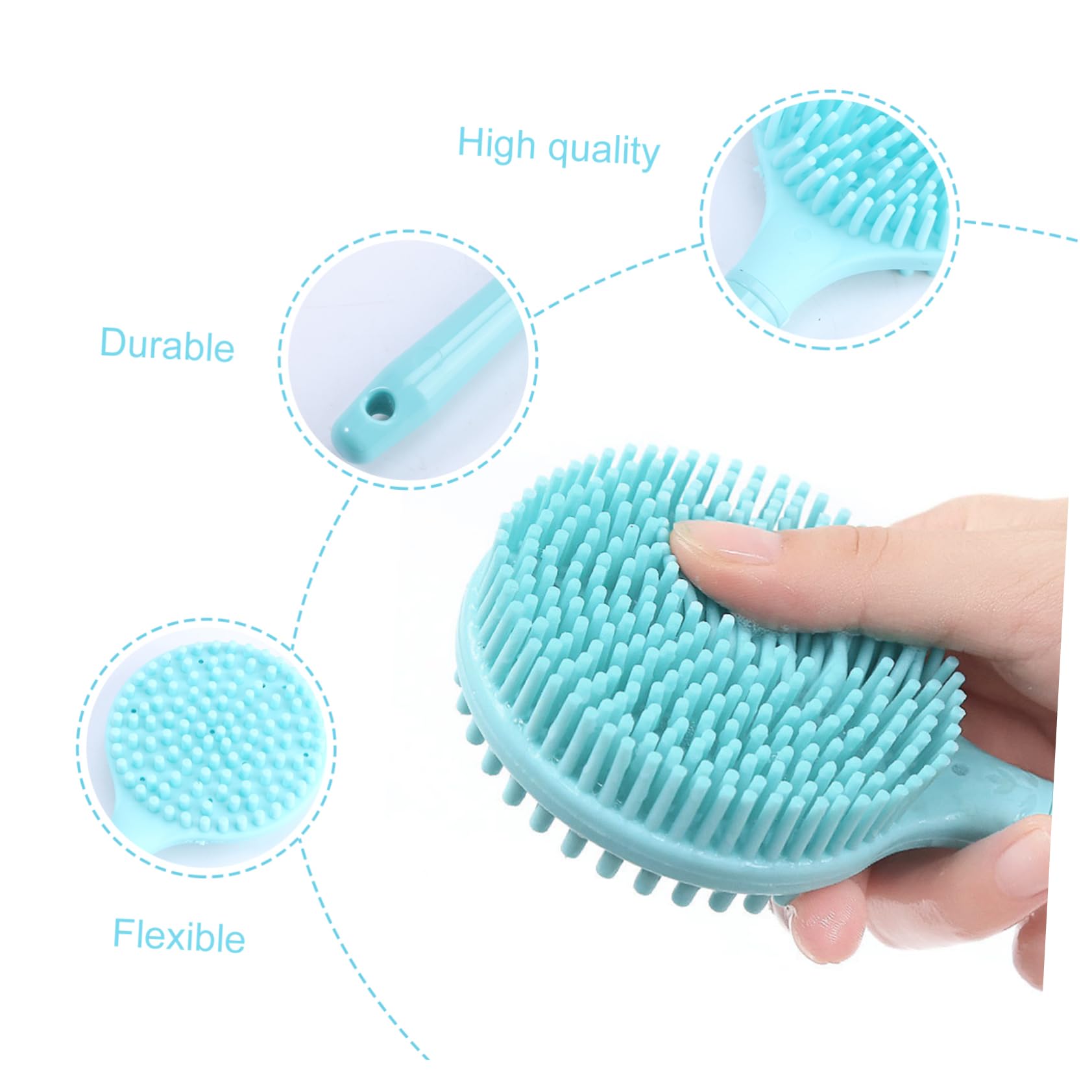 Healvian 3 Piezas Cepillo De Baño Esponja Para Bañarse Cepillo Corporal De Mango Largo Exfoliante Suave y Flexible Exfoliante De Silicona Esponja De Baño Gel De Sílice Piel Suave Accesorios