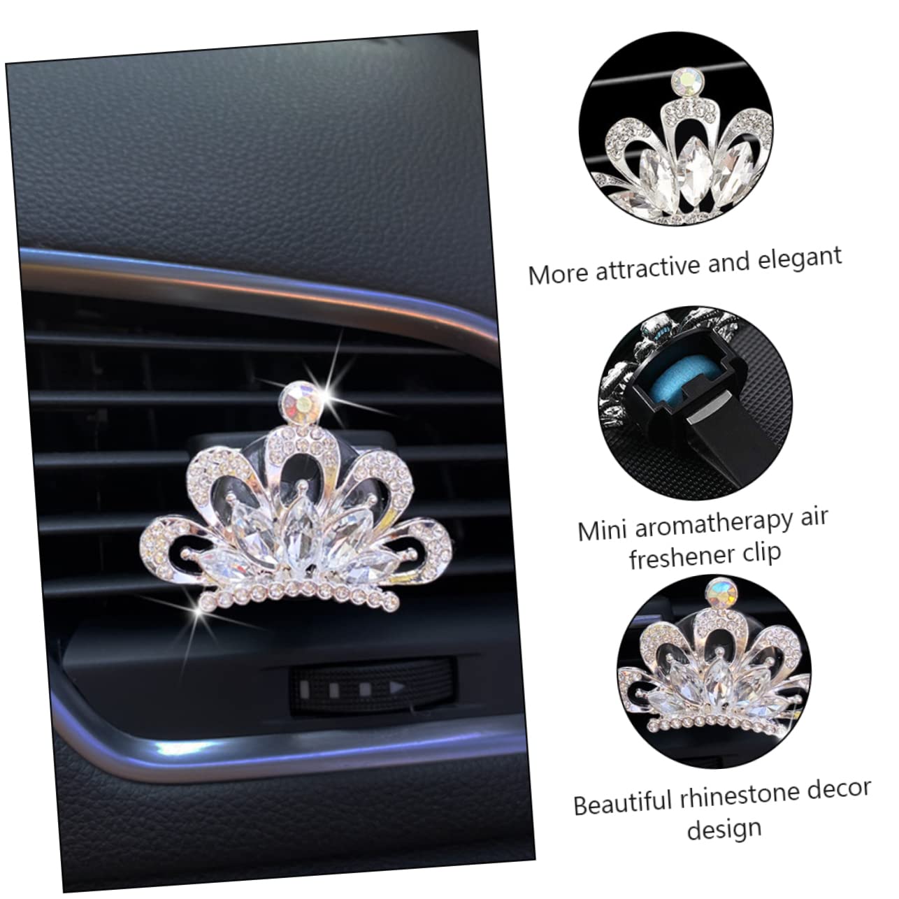 Gatuida 12stücke Rhinestone Krone Auto-duftclip Stilvolles -diffuser Für Auto-innenraum Installieren Elegantes Design Für Reisen Büro Zuhause