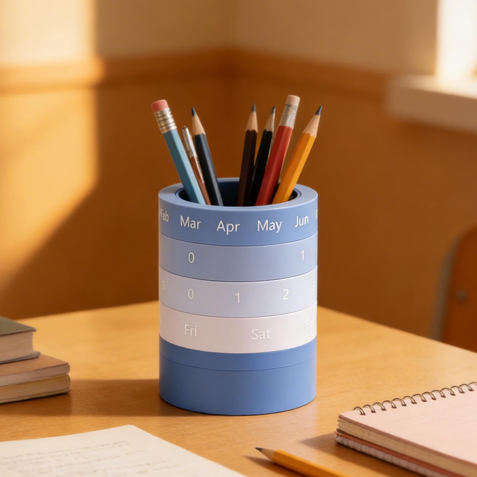 Organizador de Escritorio con Portaplumas Y Calendario Integrado Multiusos con Diseño de Dibujos Animados Almacenamiento de Gran Capacidad Pa, 6 piezas