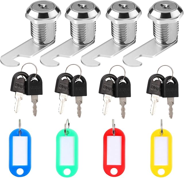 DesertBoy 4Pack Cabinet Lock,20mm Locker Lock. For Safety,Cam Lock Key is Unique,with Key tag Easy Identification. for Cupboards Mailboxes Locker Cabinets Toolboxe Filing Cabinet Letter Box Lock(20MM)