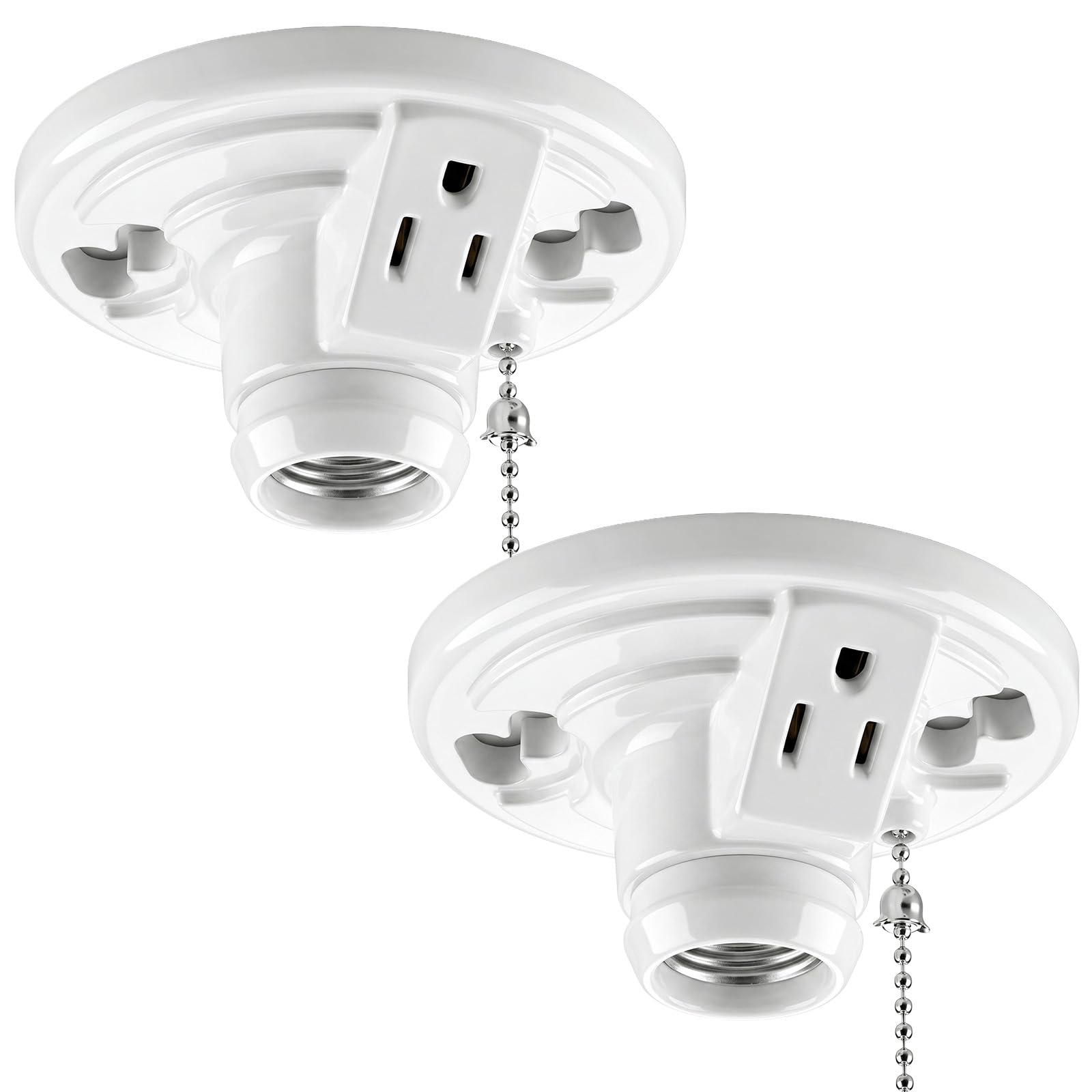 Porcelain Light Sockets with Outlet - 4 Pack -8