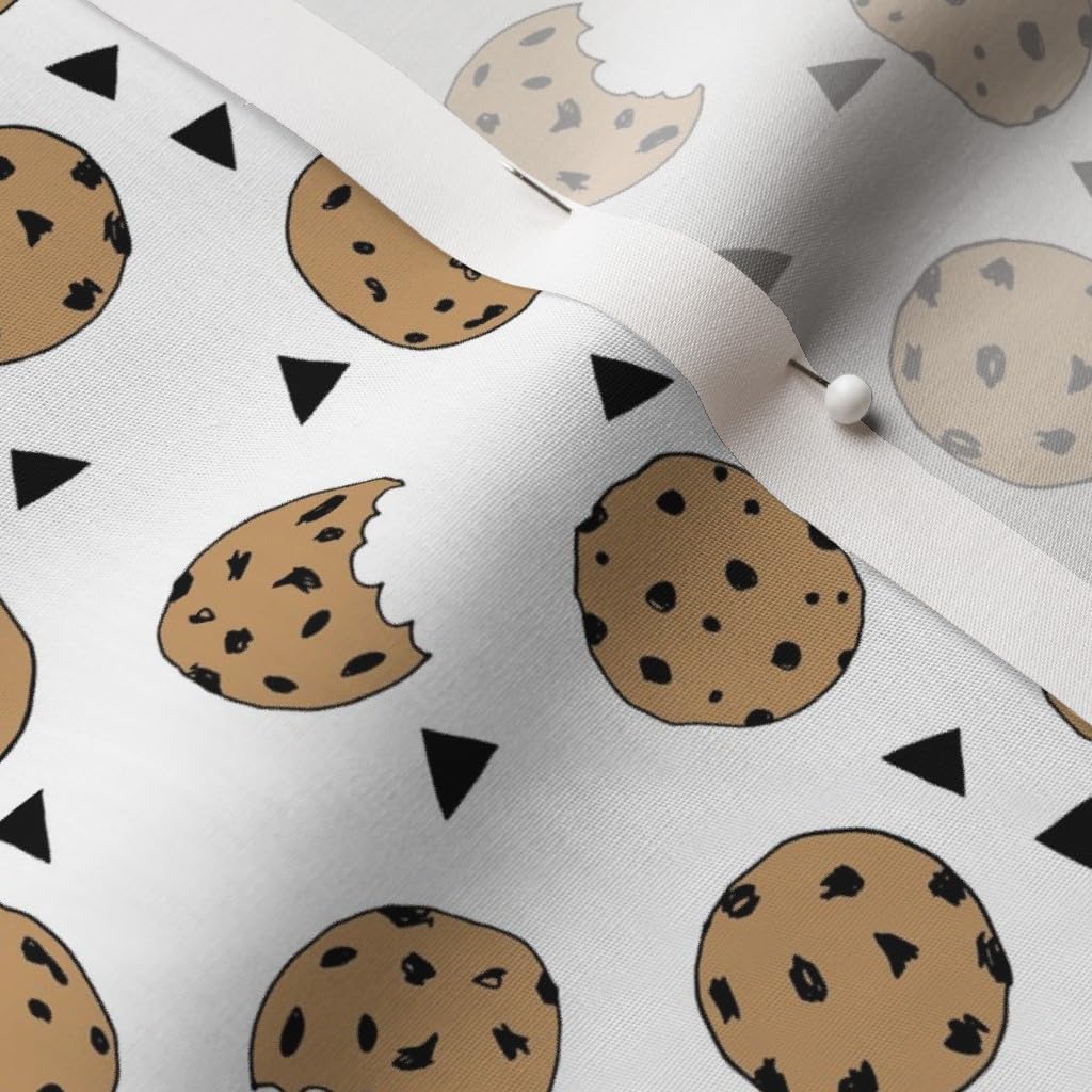 Spoonflower Fabric - Cookies Food Chocolate Kids Triangle Novelty Small Print Printed on Cotton Poplin Fabric by The Yard - Sewing Shirting Quilting Dresses Apparel Crafts