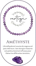 VERTIGE Amethyst Lithotherapy Bracelet, Natural Mineral Stones 4 mm, Source of Wellness and Physics, Provides Tranquility and Lucidity, Helps Channel Stress, Women/Men
