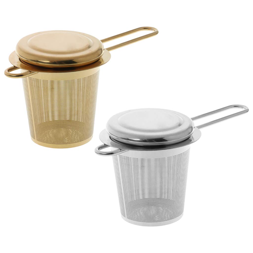 Colador infusor de té de acero inoxidable con tapa y asa, reutilizable para el hogar, cocina, comedor, beber té