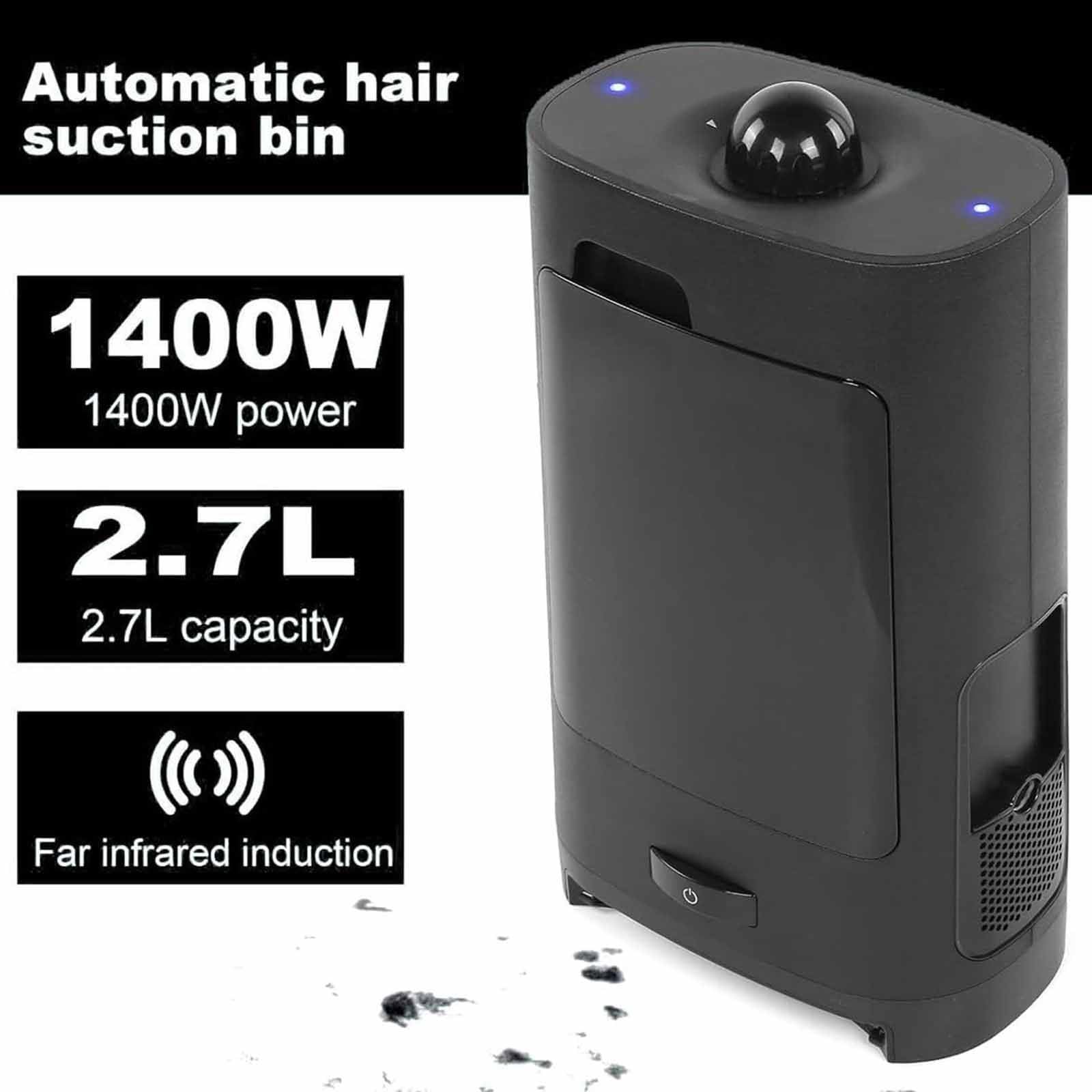 2.7L Barbershop Electric Trash Can, 1400w Parrucchiere Salon Aspirapolvere con Indicatore Luminoso A LED, Funzione di Capelli Rotti E Filtro Hepa, Touchless Aspirapolvere Automatico