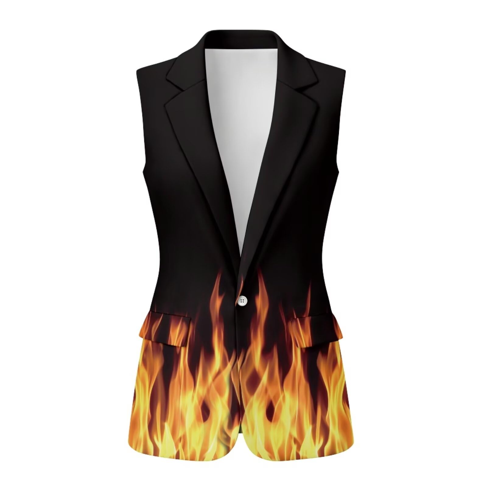 Womens Blazer Vest Suit Jacket V Neck Waistcoat Open Front Business Suit Jacket with Pockets Loose Fit
