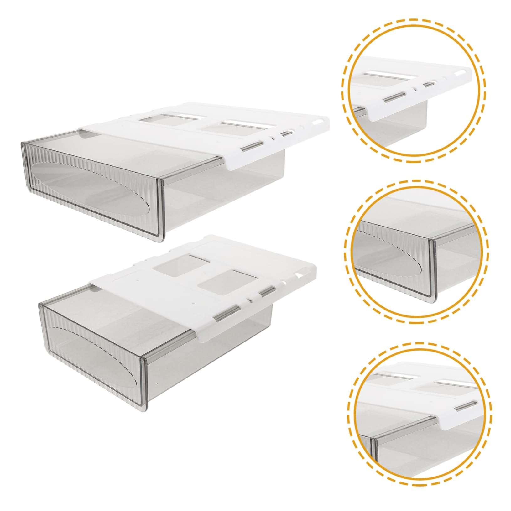 HOMSFOU 2pezzi Sotto Scrivania Organizer da Ufficio Cassetto in Plastica Resistente e Pratico Scatola Portaoggetti per Organizzazione Sotto Tavolo Storage Box per Cancelleria e Cosmetici