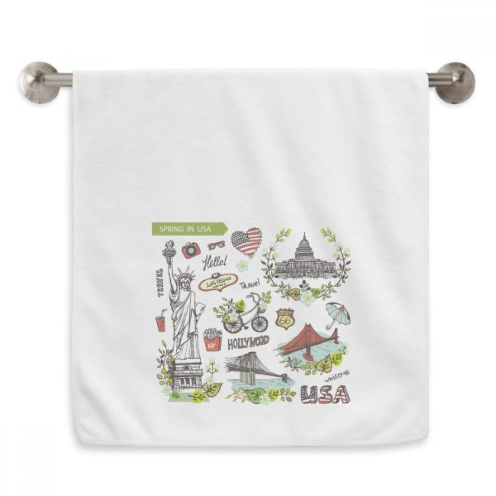 Serviettes moelleuses Liberté USA Graffiti de 13X29 pouces en blanc coton